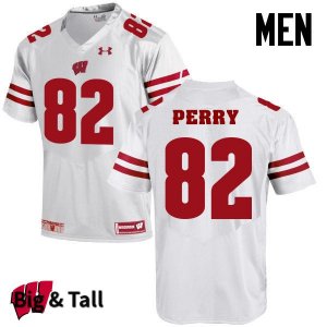 Men's Wisconsin Badgers NCAA #82 Emmet Perry White Authentic Under Armour Big & Tall Stitched College Football Jersey RX31J41VG